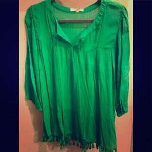 ENTRO Kelly Green Tassel Tunic Top